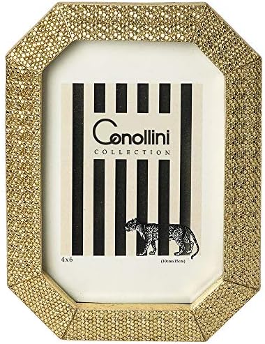 מתנות Conollini לחתונות מאהבות מסגרת תמונה, תצוגת מסגרת צילום וינטג 'יוקרתית לשולחן העבודה או לקיר, סגנון יהלום זהב ייחודי
