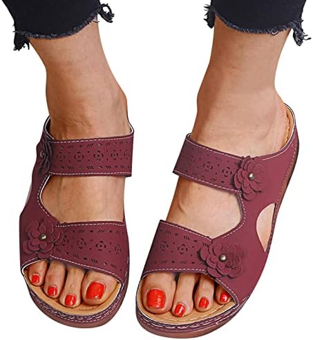 נשים של קיץ סנדלי בוהמיה פרחוני גלדיאטור טריז נעלי נוח קרסול רצועת חיצוני בוהן ציוץ פלטפורמת סנדלי