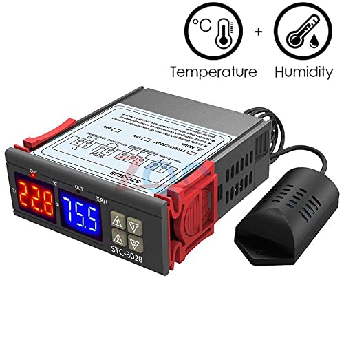 STC-3028 AC 110-220V טמפרטורה דיגיטלית טמפרטורה בקר מדחום מדחום Hygrometer תרמוסטט SHT20 Sensor Probe לחממה