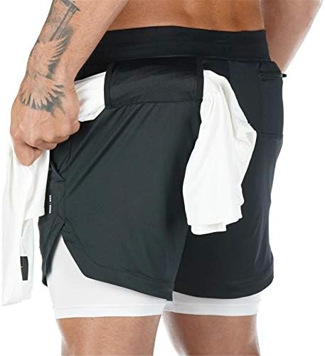 מכנסי ריצה קצרים לגברים 2 ב-1 עם כיסים מכנסיים קצרים אימון כושר פעיל לנשימה מהירה יבשה
