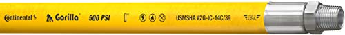 קונטיננטל גורילה צהוב ניטריל רב תכליתי צינור, 1/2 מזהה על 50' אורך סליל, 500 פסי מקסימום לחץ עבודה, 1/2 חיבור זיווגים זכר