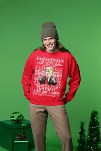 בובי פראי נהדר חג שמח שמח דונלד טראמפ חג המולד מכוער סוודר חג המולד יוניסקס סווטשירט גרפי של Crewneck