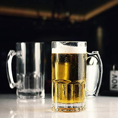 ספלי בירה של 35 עוז, כוסות בירה גדולות וכבדות עם ידית, כוסות ספל בירה קלאסיות, סגנון כוס גדולה במיוחד בירה שטיין סופר ספל