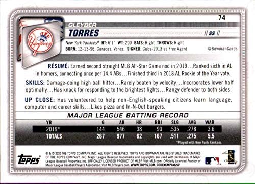 2020 באומן 74 Gleyber Torres NM-MT Yankees