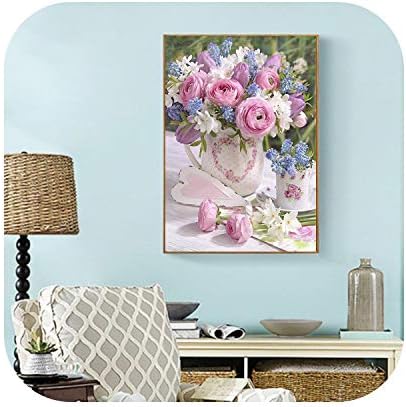 יהלומי ציור פרח בית חווה עיצוב הבית פסיפס אגרטל רקמת פרח יהלומי אמנות מלא יהלומים-1-6251-45 על 60 סמ תרגיל מרובע