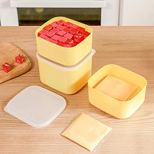 מיכלי אחסון גבינה מפלסטיק עם מכסה מחזיק פרוסת גבינה אטום תיבת גבינה לדלפק מטבח מקרר צהוב