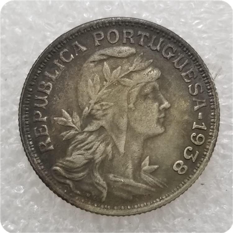 עבודות יד עתיקות פורטוגל 1935,1938 מטבעות זיכרון זרות דולרים כסף
