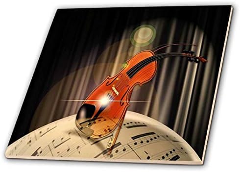 3 רוז סי טי_204362_1 הדפס של כינור מופשט על תווי מוסיקה עגולים אריחי קרמיקה, 4